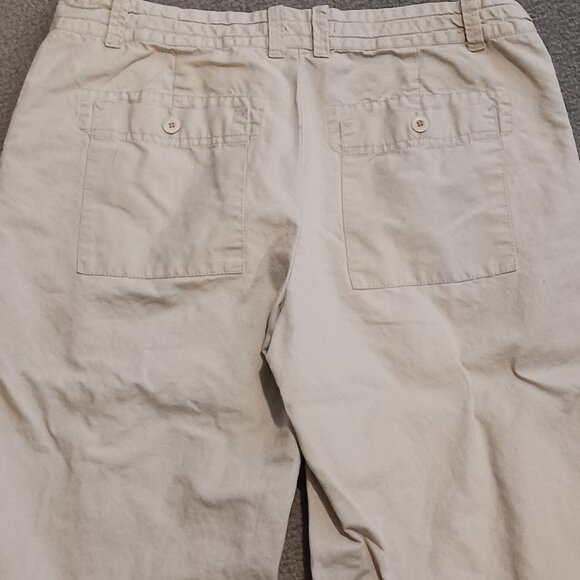 Gap Khaki Linen/Cotton Blend Wide-Leg Cropped Pants w/ Drawstring & Pockets, 10 - Picture 7 of 10